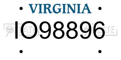 IO98896 Virginia License Plate