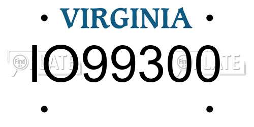 IO99300 Virginia License Plate
