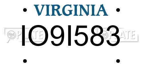 IO9I583 Virginia License Plate