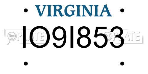 IO9I853 Virginia License Plate