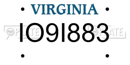 IO9I883 Virginia License Plate