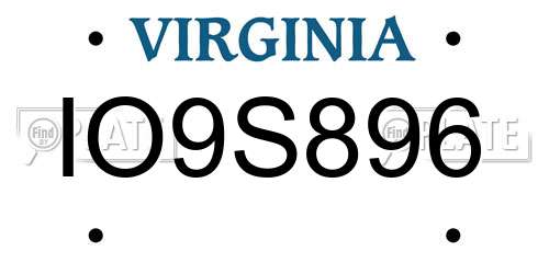 IO9S896 Virginia License Plate