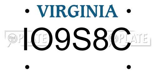 IO9S8C Virginia License Plate