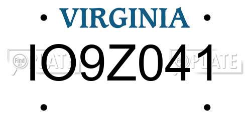 IO9Z041 Virginia License Plate