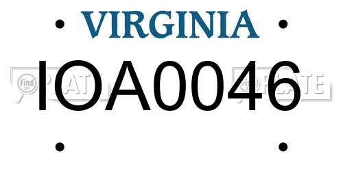 IOA0046 Virginia License Plate