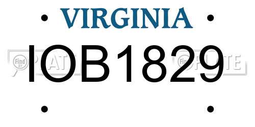 IOB1829 Virginia License Plate