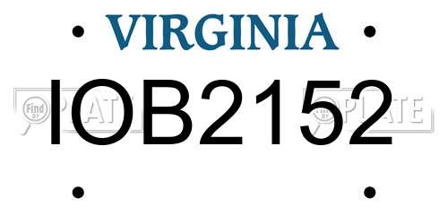IOB2152 Virginia License Plate