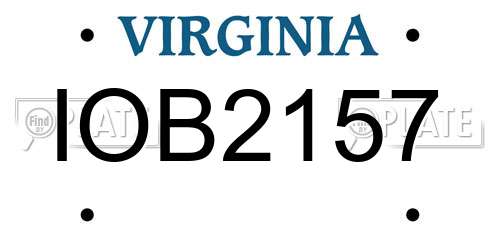 IOB2157 Virginia License Plate