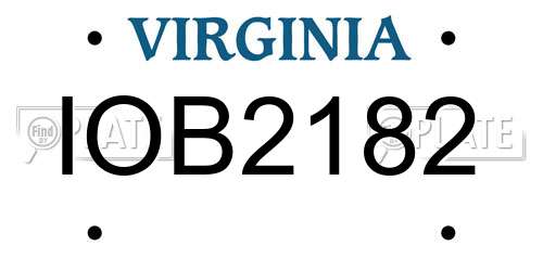 IOB2182 Virginia License Plate
