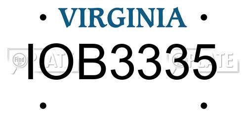 IOB3335 Virginia License Plate