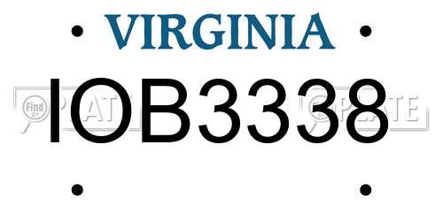 IOB3338 Virginia License Plate