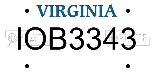 IOB3343 Virginia License Plate