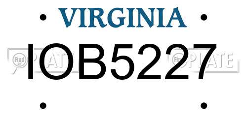 IOB5227 Virginia License Plate