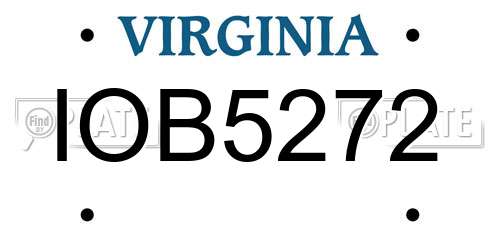IOB5272 Virginia License Plate