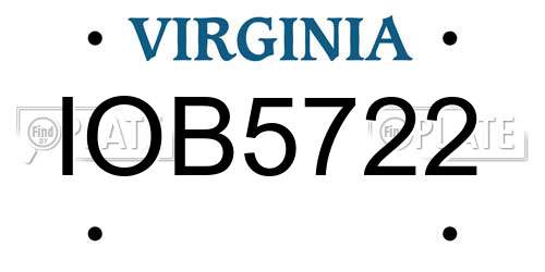IOB5722 Virginia License Plate
