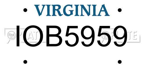 IOB5959 Virginia License Plate