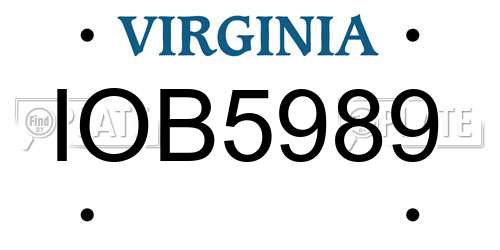 IOB5989 Virginia License Plate