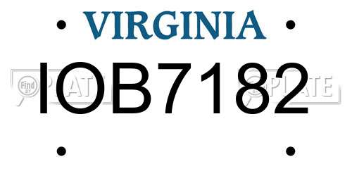 IOB7182 Virginia License Plate