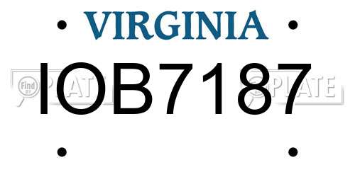 IOB7187 Virginia License Plate