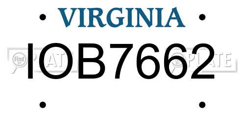 IOB7662 Virginia License Plate