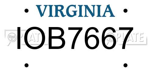 IOB7667 Virginia License Plate