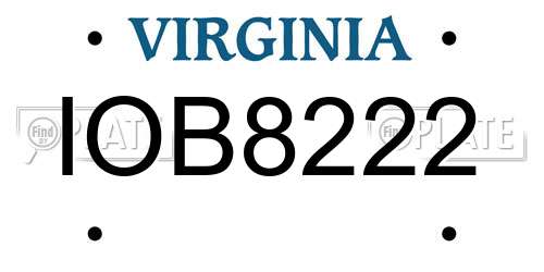 IOB8222 Virginia License Plate