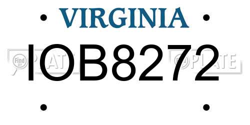IOB8272 Virginia License Plate