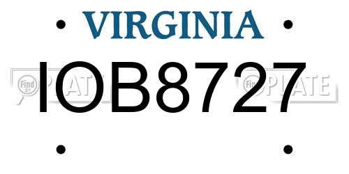 IOB8727 Virginia License Plate