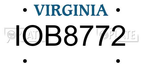IOB8772 Virginia License Plate