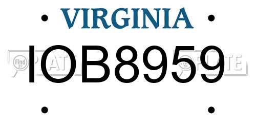 IOB8959 Virginia License Plate