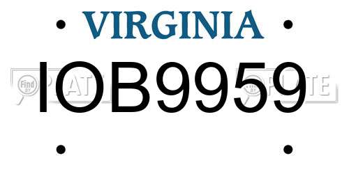 IOB9959 Virginia License Plate
