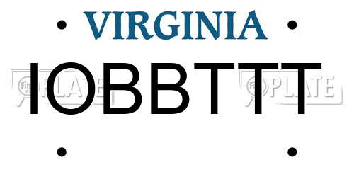 IOBBTTT Virginia License Plate
