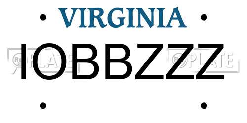 IOBBZZZ Virginia License Plate
