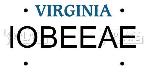 IOBEEAE Virginia License Plate
