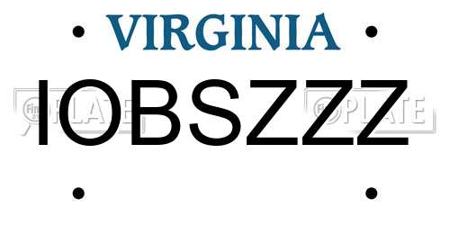 IOBSZZZ Virginia License Plate