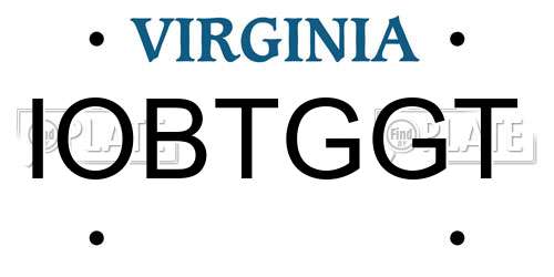 IOBTGGT Virginia License Plate