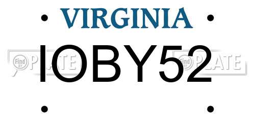 IOBY52 Virginia License Plate