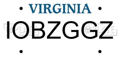 IOBZGGZ Virginia License Plate