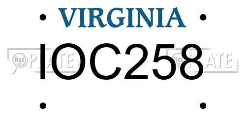 IOC258 Virginia License Plate