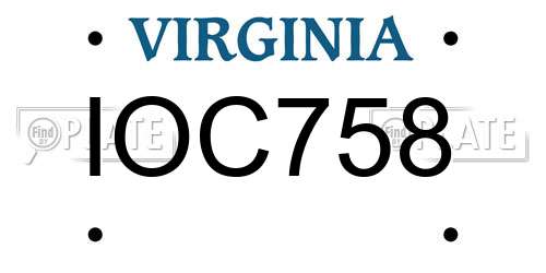 IOC758 Virginia License Plate