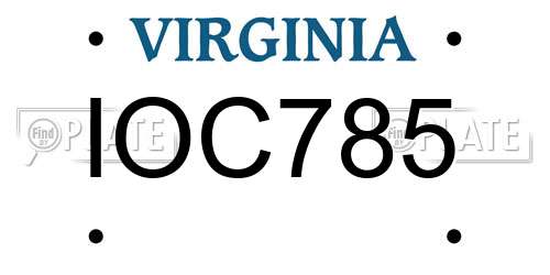 IOC785 Virginia License Plate