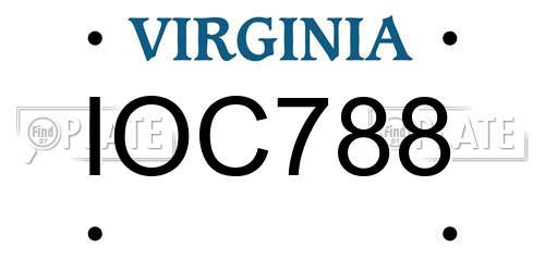 IOC788 Virginia License Plate