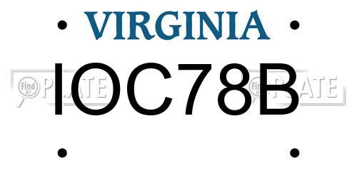 IOC78B Virginia License Plate
