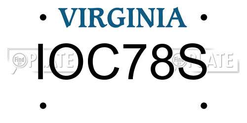IOC78S Virginia License Plate