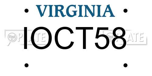 IOCT58 Virginia License Plate