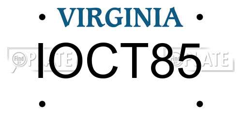 IOCT85 Virginia License Plate