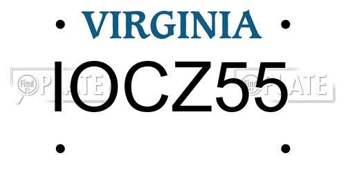 IOCZ55 Virginia License Plate
