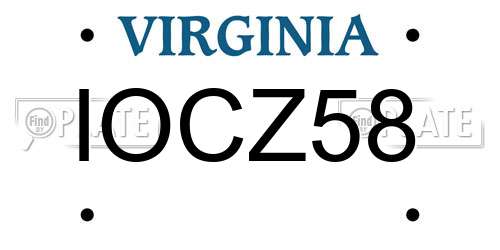 IOCZ58 Virginia License Plate