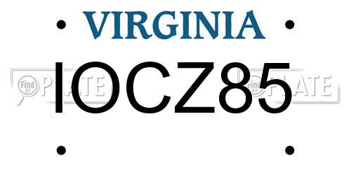 IOCZ85 Virginia License Plate