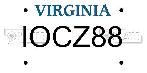 IOCZ88 Virginia License Plate
